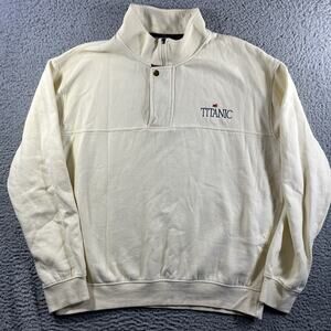 Titanic Museum Attraction Quarter Zip Sweatshirt Mens XL Cream Yellow Star Line